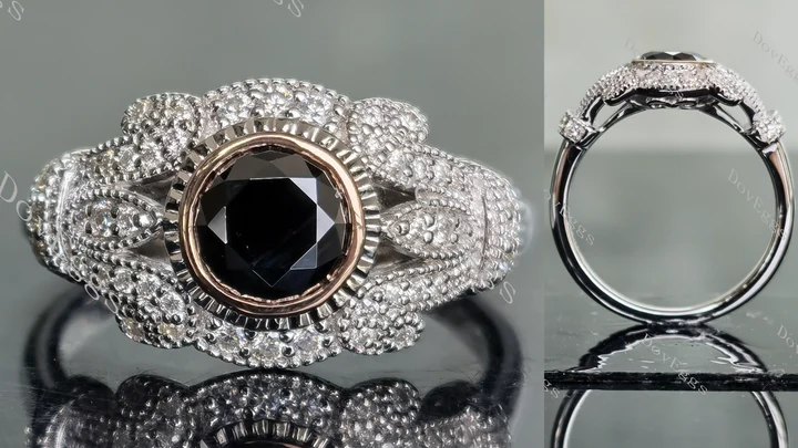 Flower shape vintage ethical lab diamond Engagement Ring | DovEggs