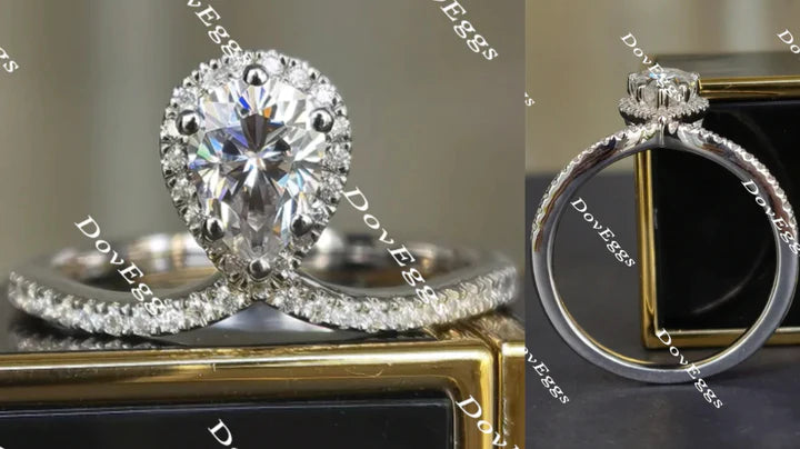 Pave halo custom lab diamond Engagement Ring | DovEggs
