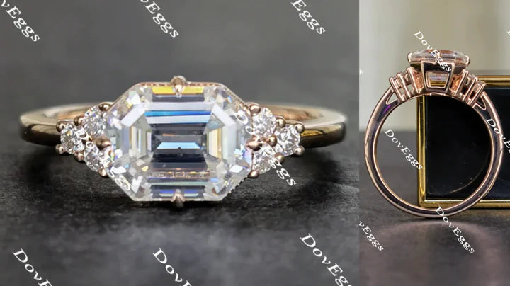 Side stones custom lab diamond Engagement Ring | DovEggs