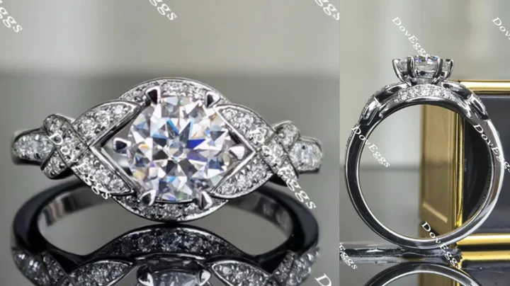 Pave Art Deco ethical lab diamond Engagement Ring | DovEggs