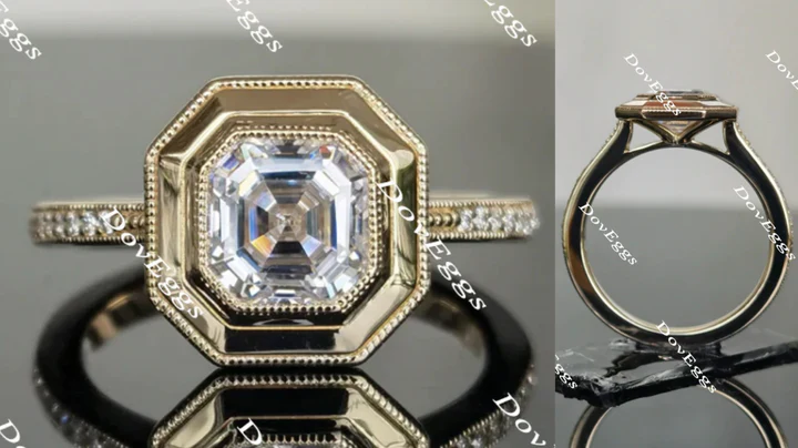 Bezel pave custom lab diamond Engagement Ring | DovEggs