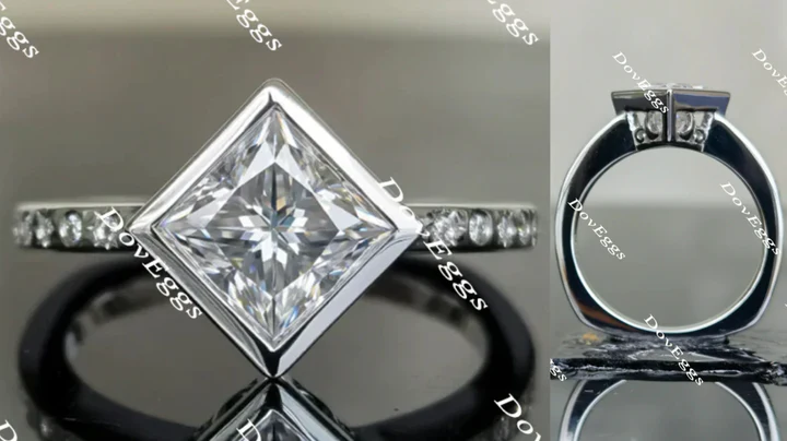 Art Deco bezel custom lab diamond Engagement Ring | DovEggs