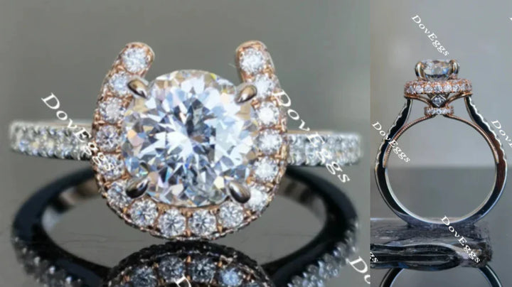 Half eternity pave ethical lab diamonds engagement ring setting | DovEggs