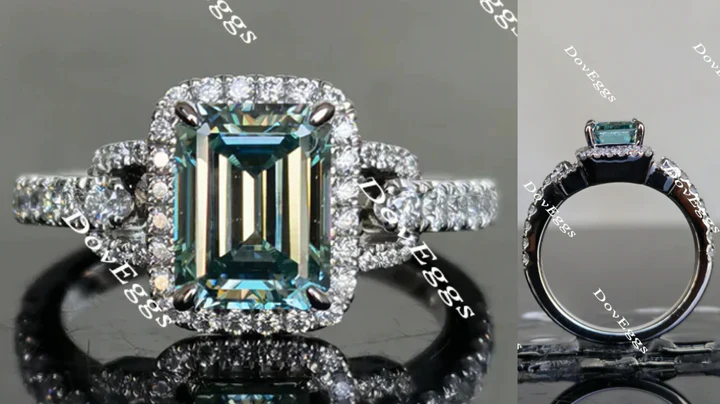 Half eternity pave halo ethical lab diamonds engagement ring setting | DovEggs
