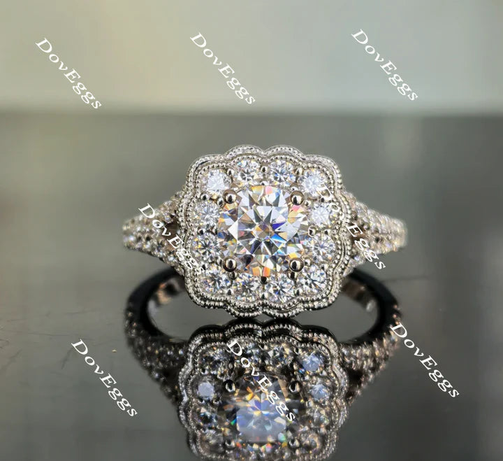 Split shank halo custom lab diamond Engagement Ring | DovEggs