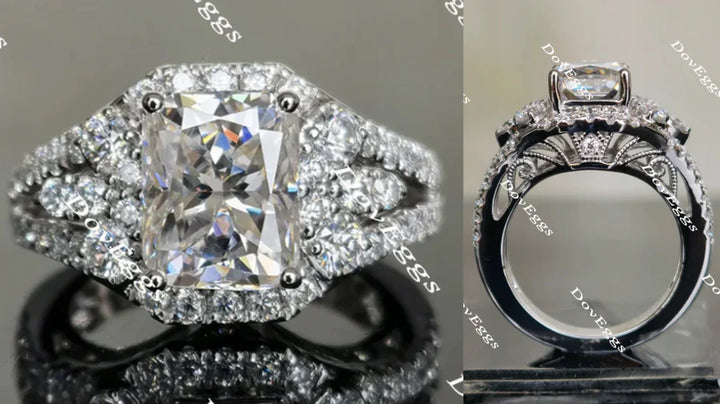 Custom ethical loose stone lab diamonds engagement ring setting with moissanite accents | DovEggs