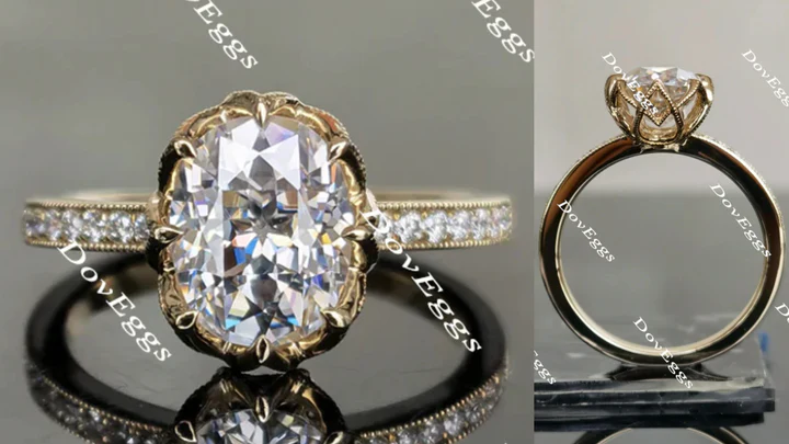Half eternity pave ethical lab diamond Engagement Ring | DovEggs