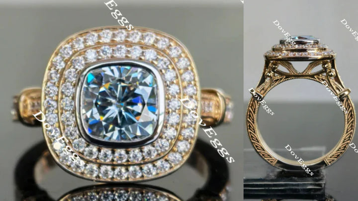 Double halo ethical lab diamonds engagement ring setting | DovEggs