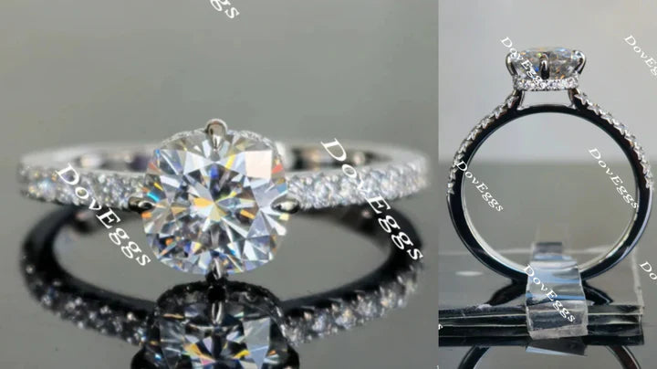 Half eternity pave ethical lab diamond Engagement Ring | DovEggs