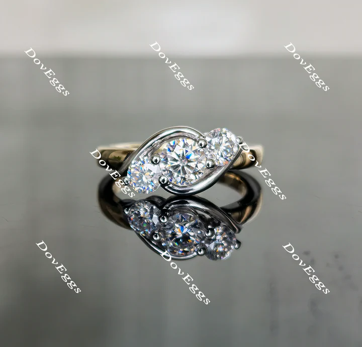 Vintage three-stone ethical lab diamond Engagement Ring | DovEggs

