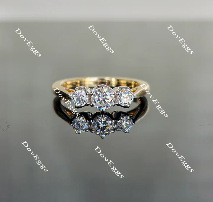 Vintage three-stone ethical lab diamond Engagement Ring | DovEggs