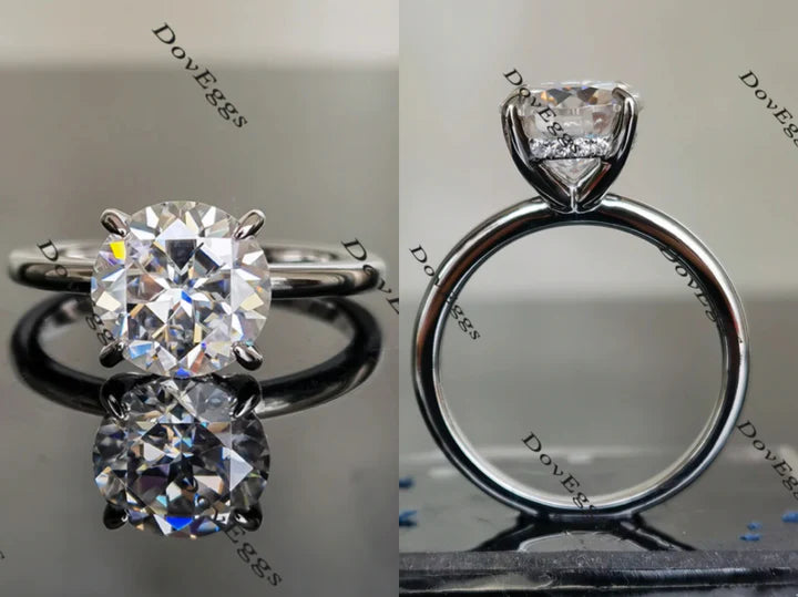 Pave setting custom lab diamond Engagement Ring with moissanite accents | DovEggs