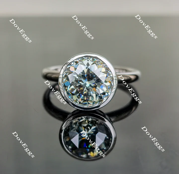 Solitaire bezel ethical lab diamond Engagement Ring | DovEggs
