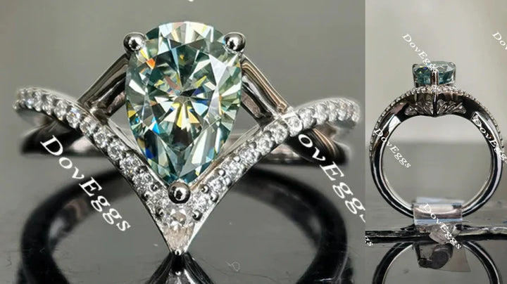 curved band ethical lab diamonds engagement ring setting with moissanite accents | DovEggs