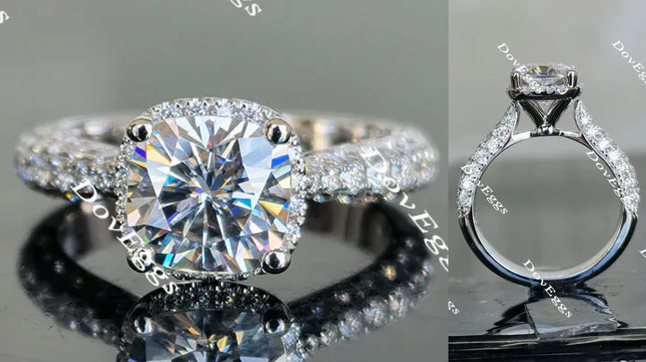 Pave halo ethical lab diamond Engagement Ring | DovEggs