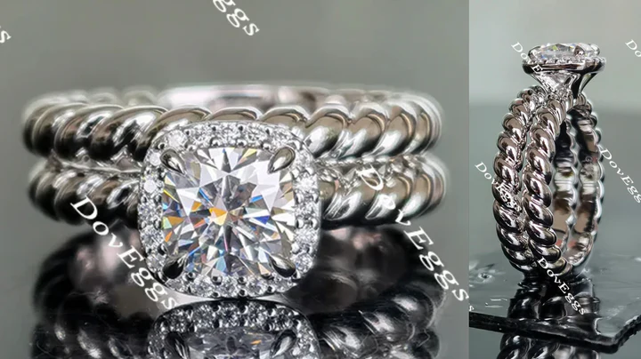 Halo Art Deco ethical lab diamond Engagement Ring | DovEggs