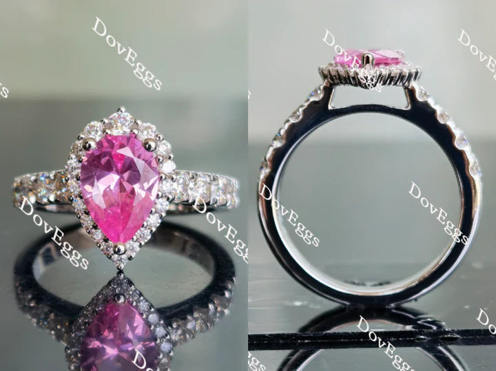 Halo half eternity pave ethical lab diamond Engagement Ring | DovEggs