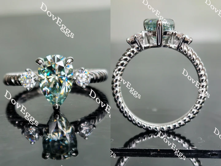 Three-stones ethical lab diamond Engagement Ring | DovEggs

