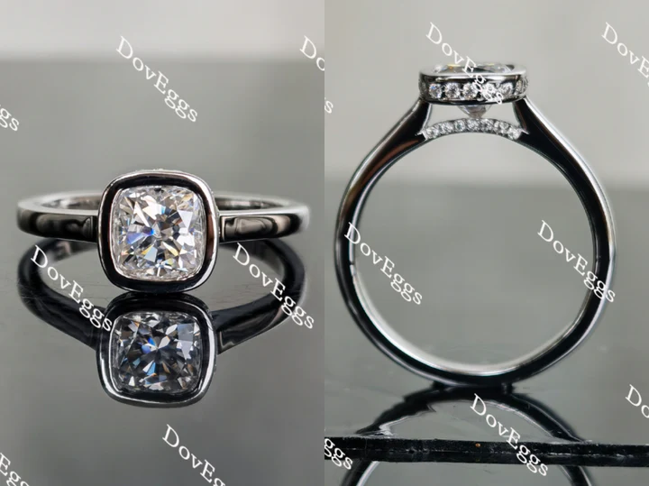Bezel pave hidden halo ethical lab diamond Engagement Ring | DovEggs