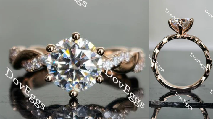 Curved twisted band ethical lab diamond Engagement Ring | DovEggs