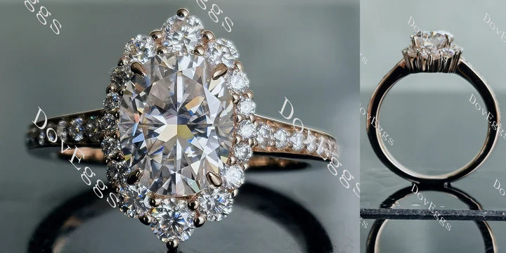 Halo half eternity pave custom lab diamond Engagement Ring | DovEggs