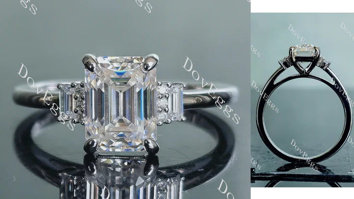 Side stone custom lab diamond Engagement Ring | DovEggs