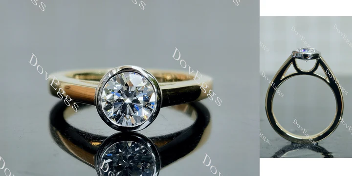 Solitaire bezel custom lab diamond Engagement Ring | DovEggs