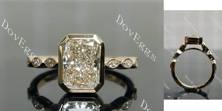 Bezel vintage ethical lab diamond Engagement Ring | DovEggs