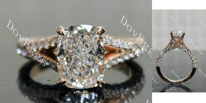 Split shanks pave half eternity ethical lab diamond Engagement Ring | DovEggs