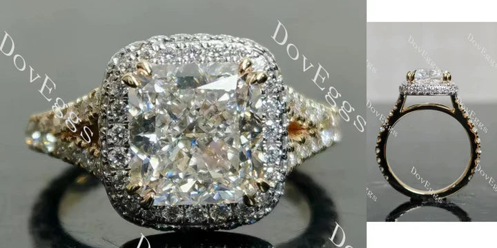Halo split shanks ethical lab diamond Engagement Ring | DovEggs