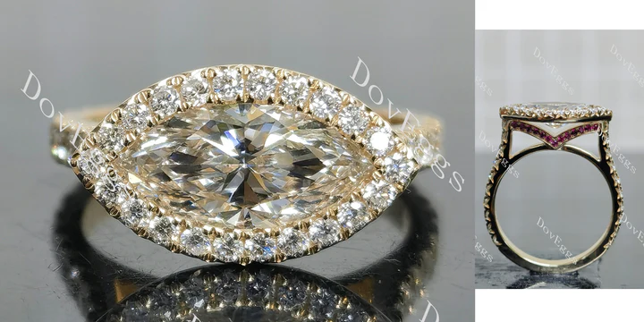 Halo vintage custom lab diamond Engagement Ring | DovEggs