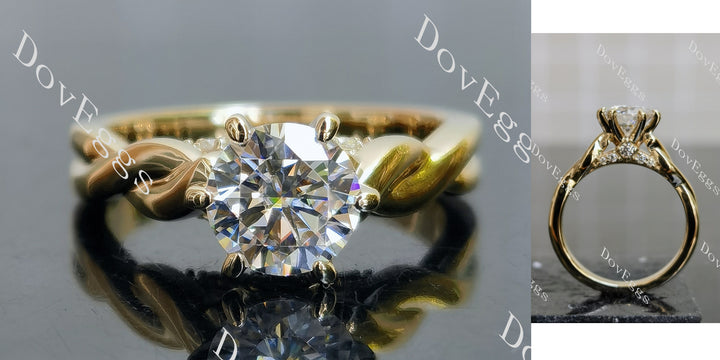 Curved vintage ethical lab diamonds engagement ring setting | DovEggs