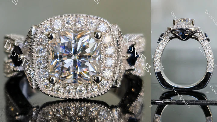 Pave halo ethical lab diamond Engagement Ring | DovEggs