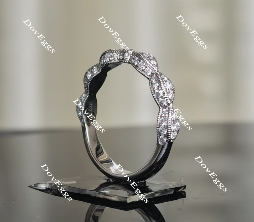 Doveggs anniversary Art deco moissanite/lab grown diamond wedding band-3.3mm band width