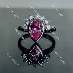 Doveggs pear bezel colored gem engagement ring