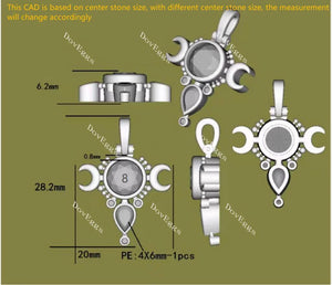 Doveggs round bezel art deco moissanite pendant (pendant only)