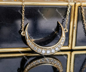 Doveggs round moon/lab grown diamond shape moissanite pendant necklace
