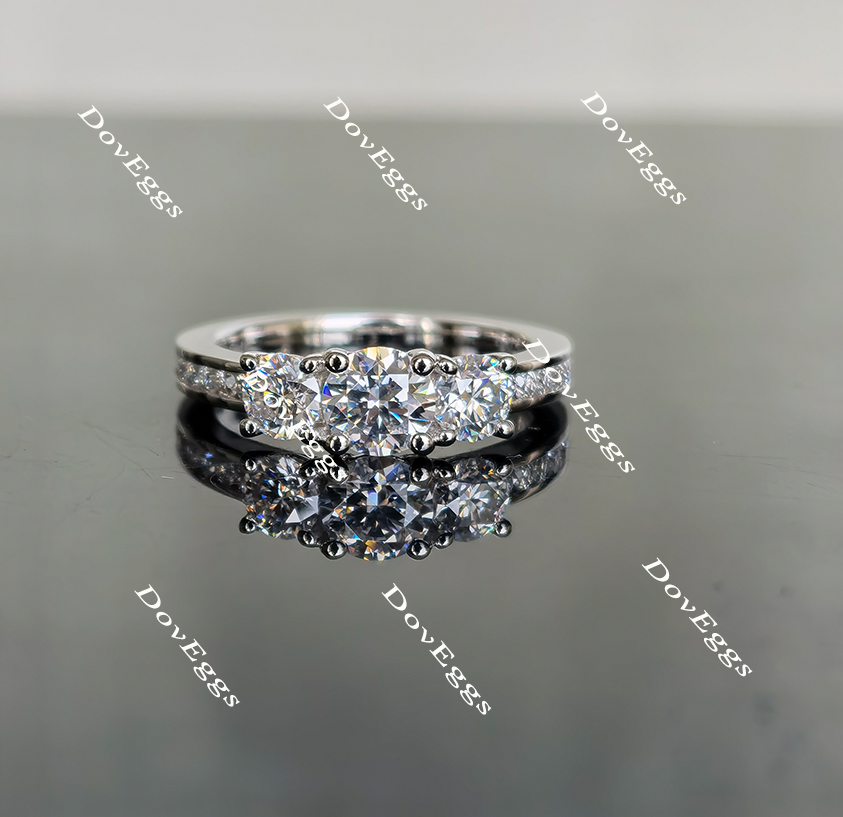 three stone moissanite engagement ring