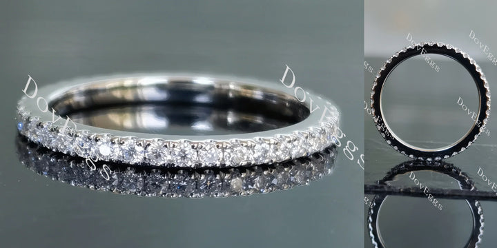 Doveggs round full eternity pave moissanite/lab grown diamond wedding band-1.6mm band width - DovEggs-Seattle