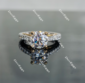 Doveggs round half eternity pave moissanite and birthstone engagement ring