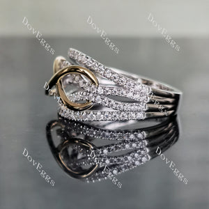 Doveggs knot half eternity pave moissanite/lab grown diamond wedding band-3.7mm band width