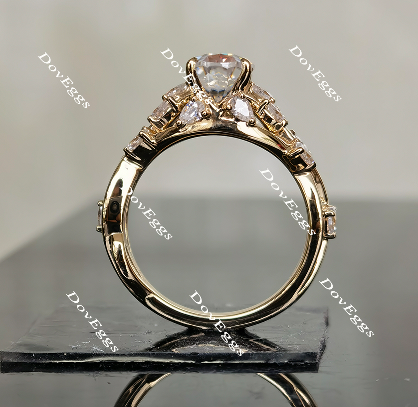 Doveggs art deco moissanite engagement ring for women