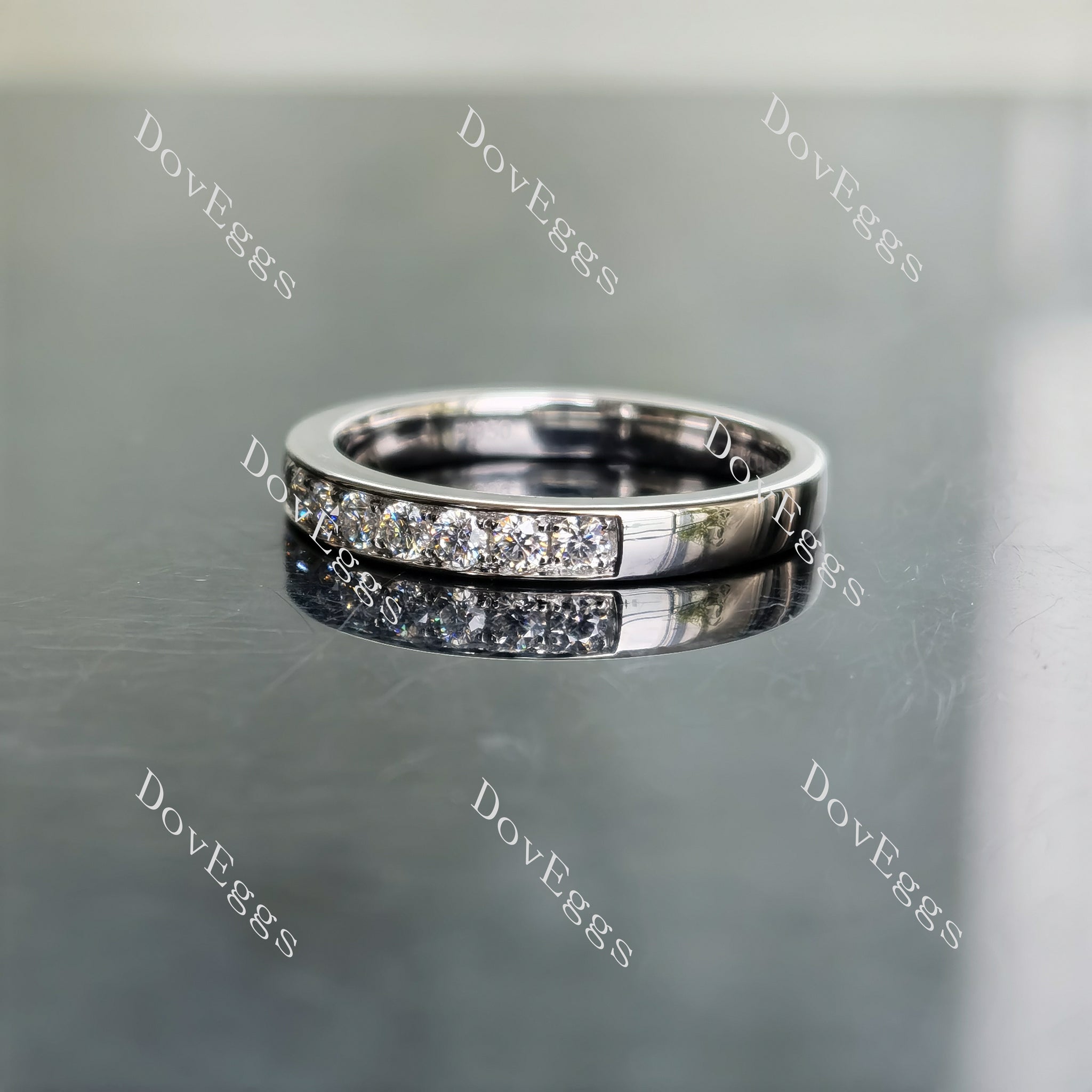 Doveggs half eternity channel set moissanite wedding band/lab diamond ring-2.5mm band width