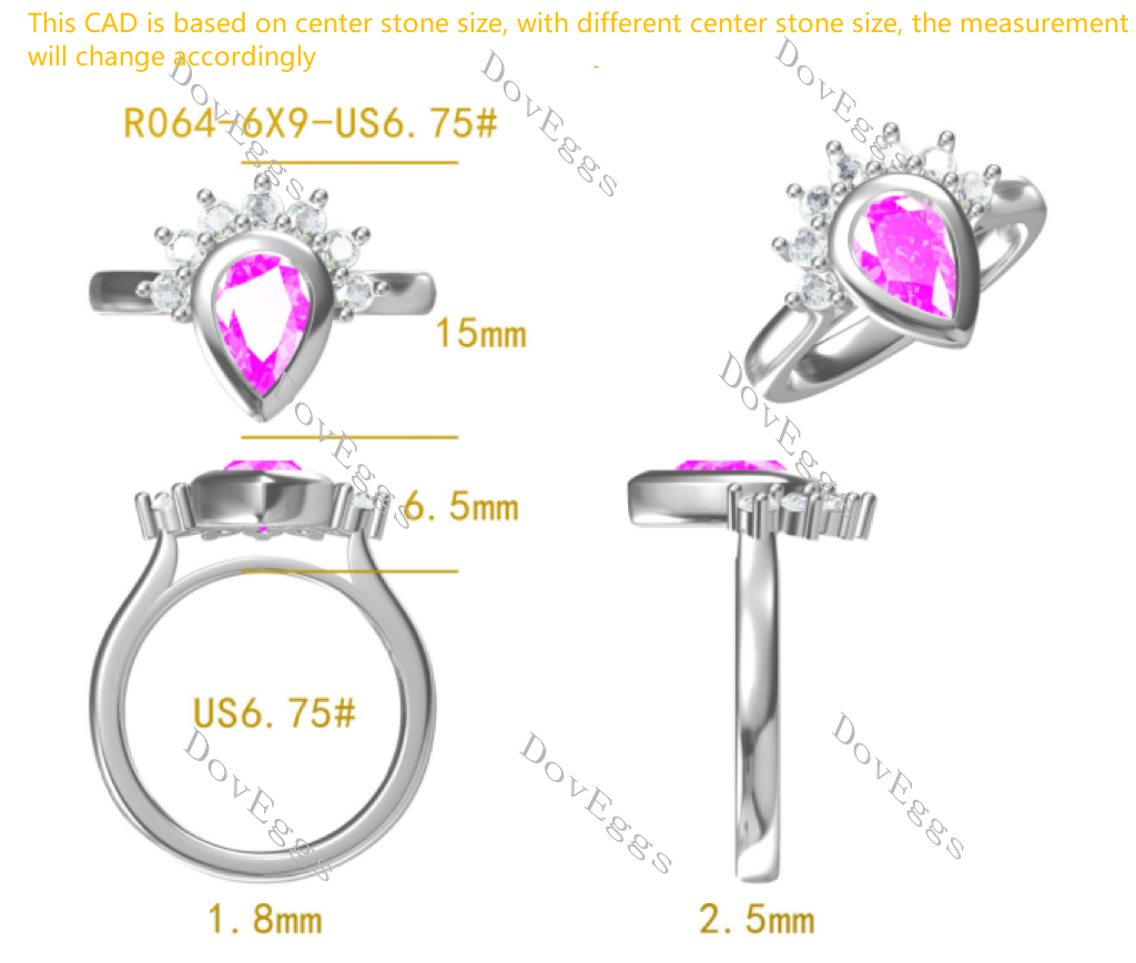 Doveggs pear bezel colored gem engagement ring