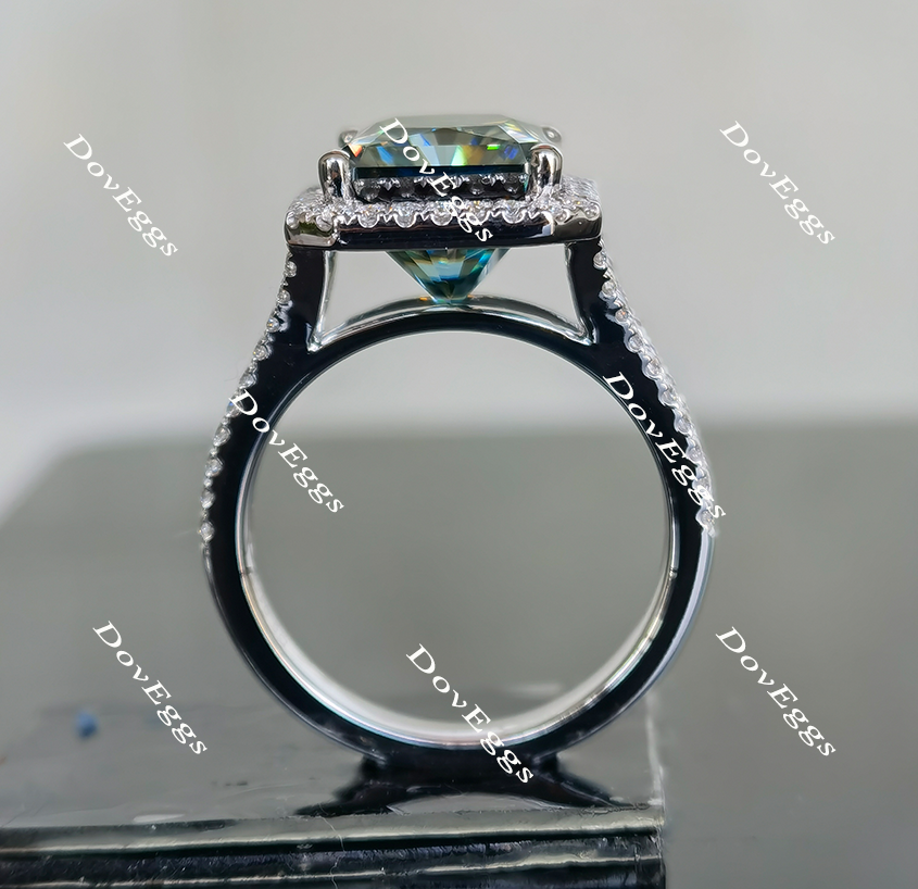 Karen's Dream Come True Smokey Sparks Grey radiant moissanite engagement ring