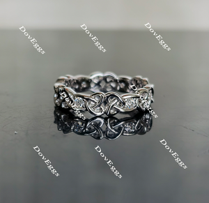 Doveggs round hollow out moissanite/lab grown diamond wedding band-4.7mm band width