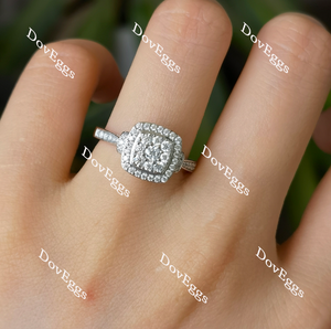 Doveggs round halo moissanite engagement ring for women