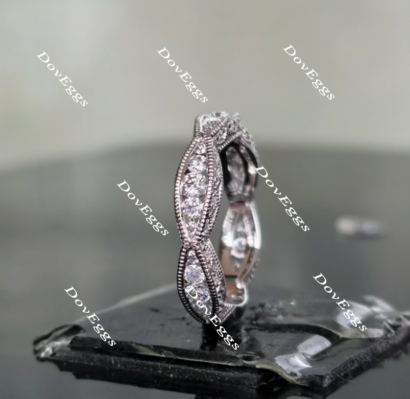 Doveggs anniversary Art deco moissanite/lab grown diamond wedding band-4.2mm band width