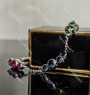 Doveggs round bezel moissanite/colored gem bracelet
