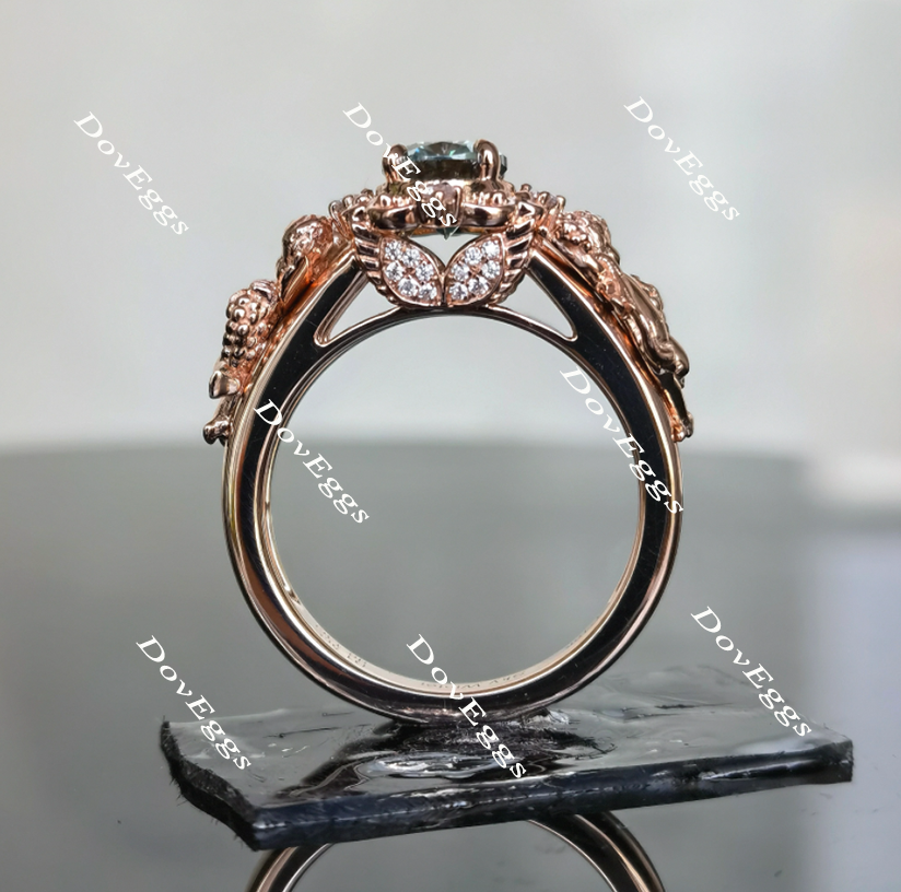 The Misty angel art deco oval emgagement ring